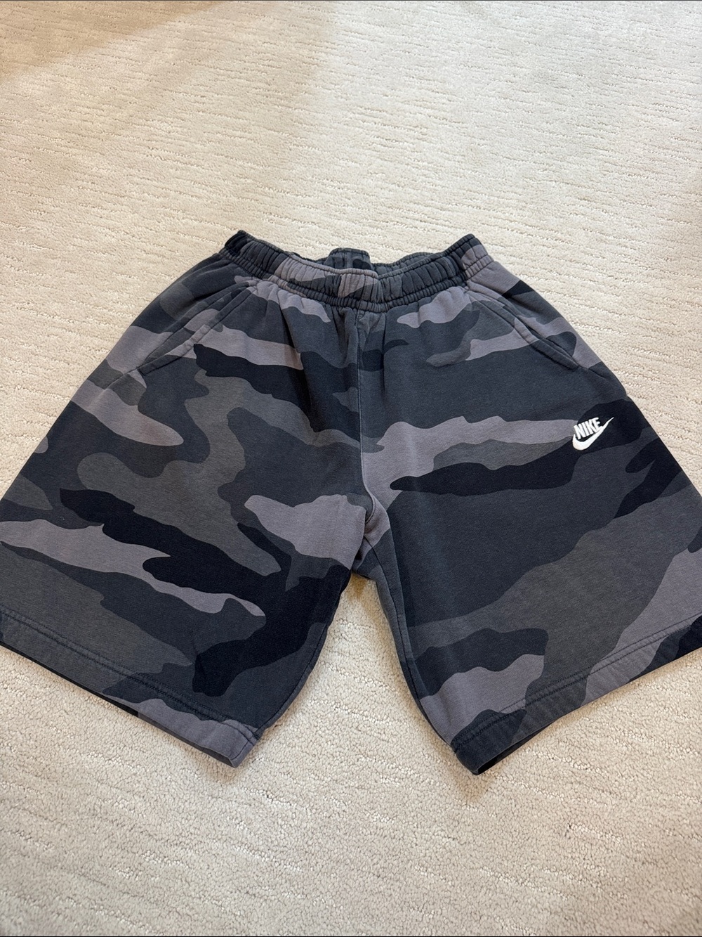 Nike Black & Gray Camo Sweat Shorts 8” Inseam